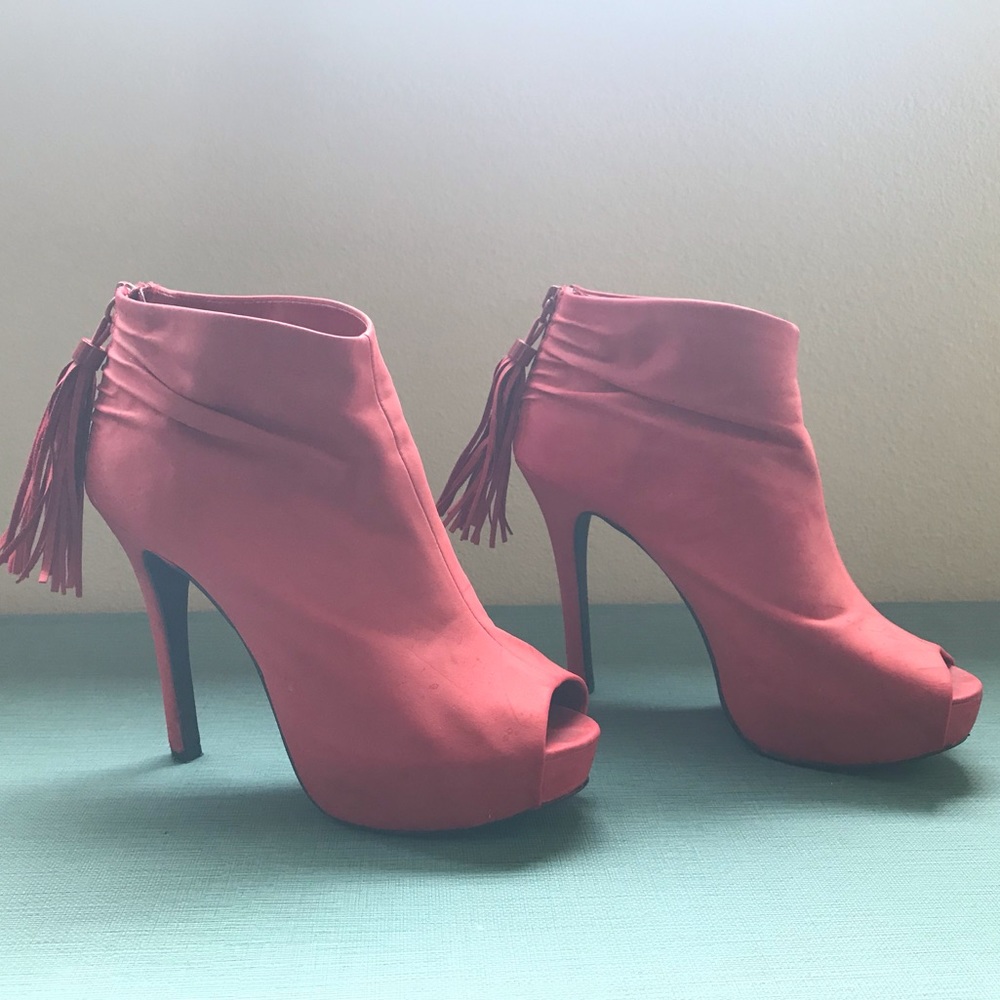 Rock & Republic Red Peep-Toe Booties